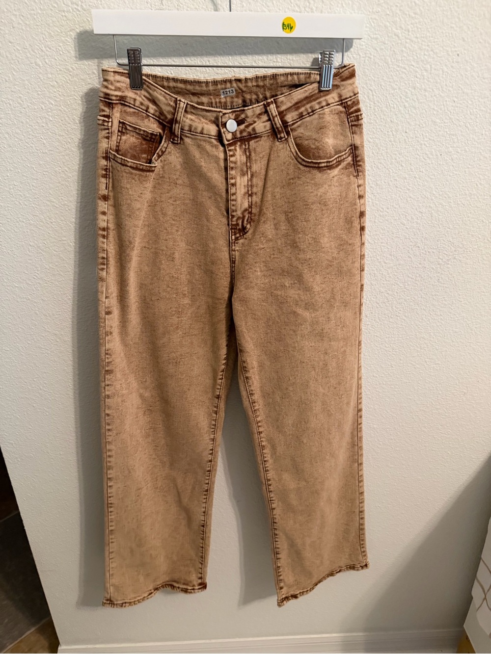 Women's Wide-Leg Washed Tan Jeans